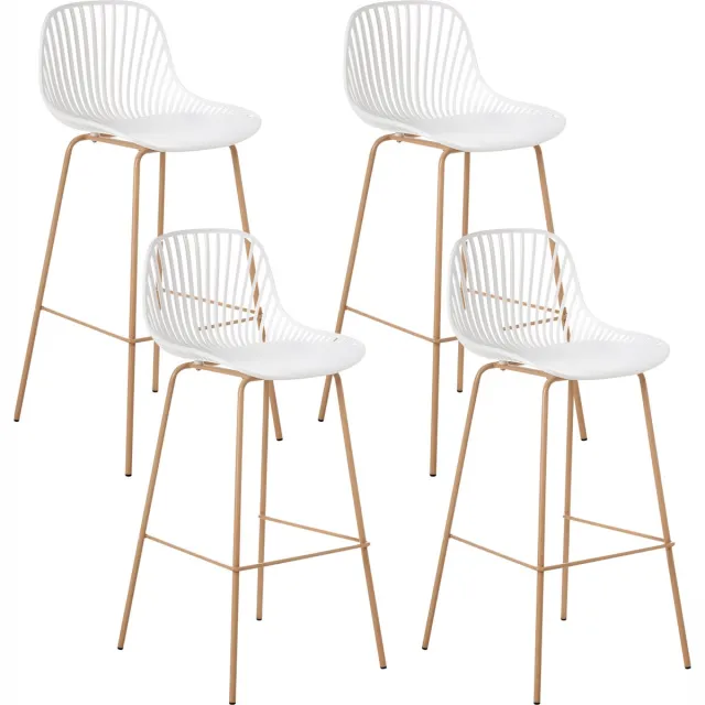 Beliani KLEVE - Set van 4 barstoelen - Wit - Synthetisch materiaal