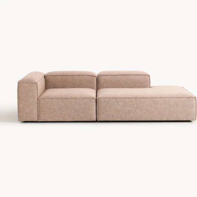 Westwing Collection Modulaire chaise longue Lennon van linnenmix wijnrood