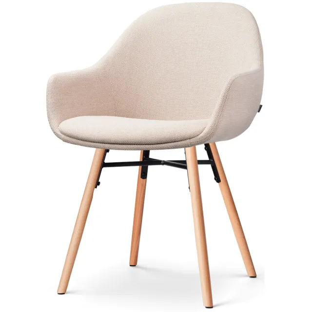 Nolon Nena-Mae eetkamerstoel beige - houten onderstel