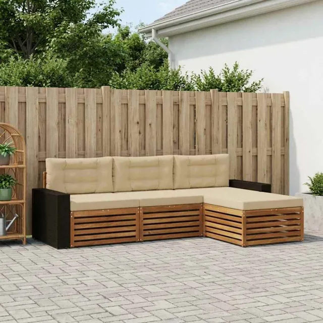 vidaXL Buiten bankenset 4 st 4-zits Natuurlijk en Beige