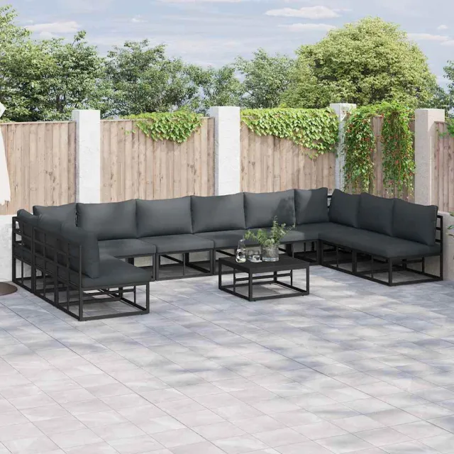 vidaXL Tuinbankenset 10 st Zwart Aluminium, foto 2