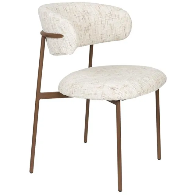 White Label Living Eetkamerstoel Claes SET 2 stoelen stof wit met bruine poten groen
