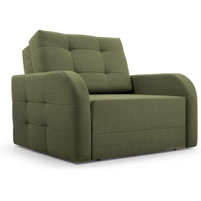 InspireME Fauteuil Met slaapfunctie Slaapbank Ban Porto 80 Fauteuil Slaapbank - Armstoel - Kinderbed - Compact en Comfortabel 101 cm - 1 zits - Olijf (BRAGI 77)