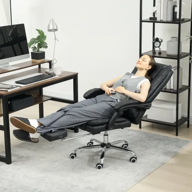 COVREO Bureaustoel met massagefunctie 64 x 70 x 118 cm zwart, polyester, voetsteun
