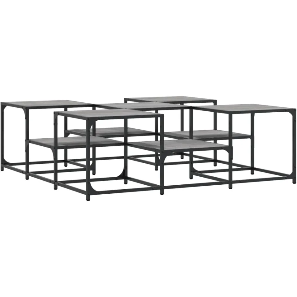 vidaXL Salontafel 121x121x40 cm bewerkt hout grijs sonoma eikenkleurig