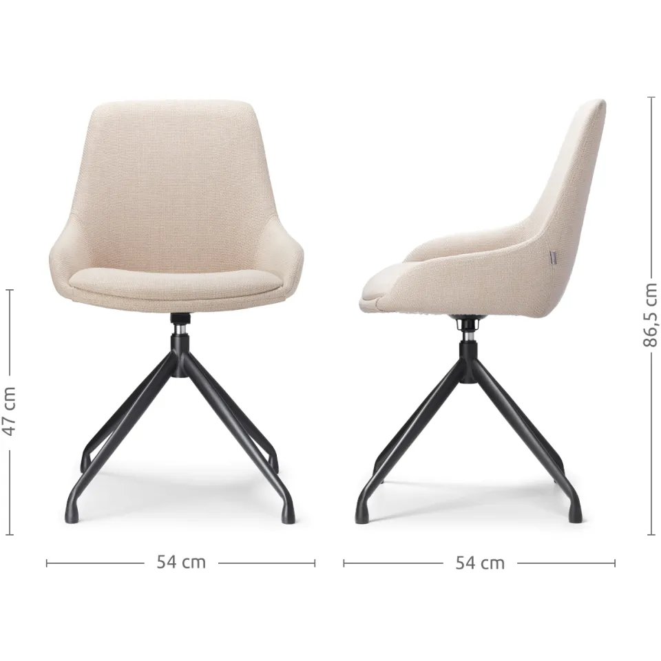 Nolon Nola-Isa draaibare eetkamerstoel beige - zwart onderstel, foto 3