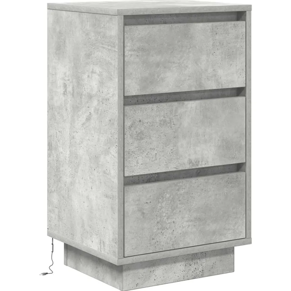 vidaXL Nachtkastje met LED-verlichting 38x34x65 cm betongrijs Bruin