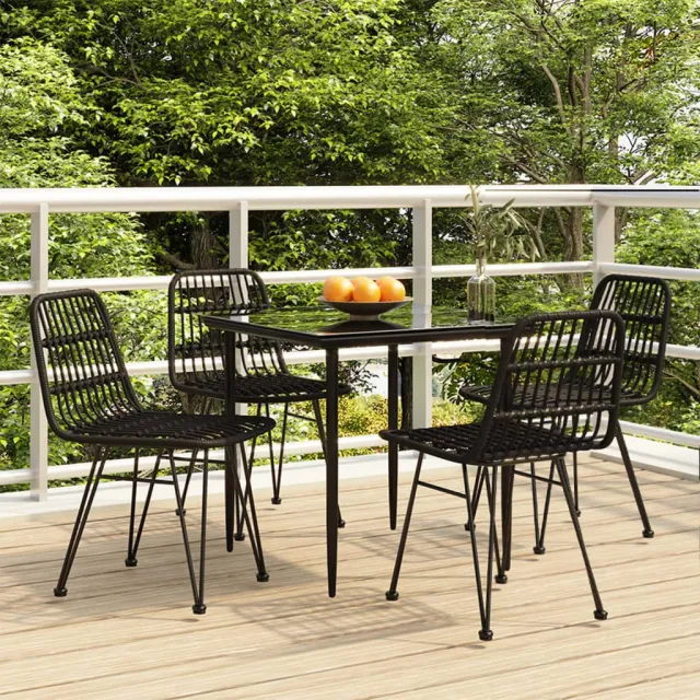 vidaXL 5-delige Tuinset poly rattan zwart, foto 2