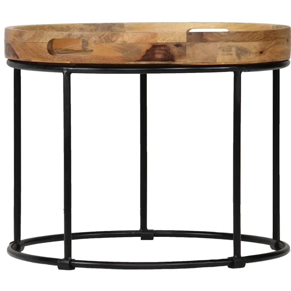 vidaXL Salontafel 50x40 cm massief mangohout en staal, foto 2