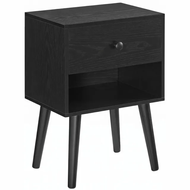 Acaza Nachtkastje - Nachtkastje Zwart - Nachtkast - Nachtkastjes Modern - 55 x 39 x 28 cm - Nachtkastje met Lade - Zwart