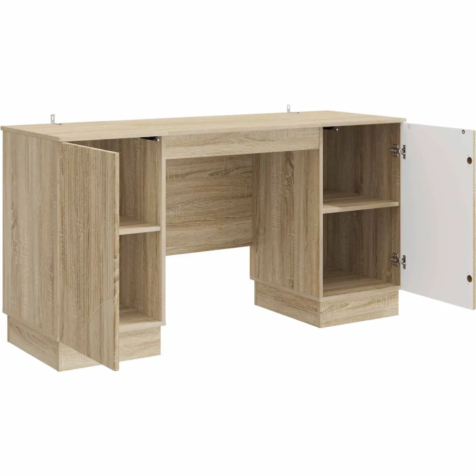 vidaXL Bureau Sonoma Eiken 142,5 x 50 x 75 cm Bewerkt hout, foto 3