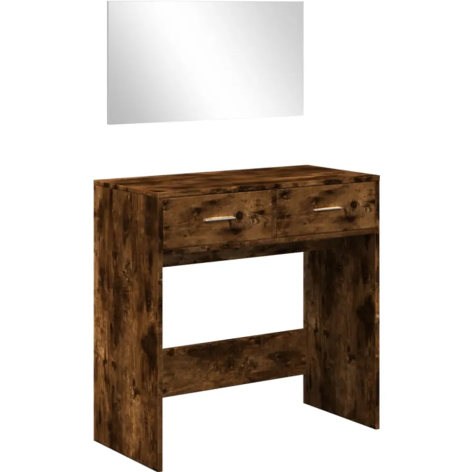 vidaXL Kaptafel met spiegel 80x39x80 cm gerookt eikenkleurig Bruin