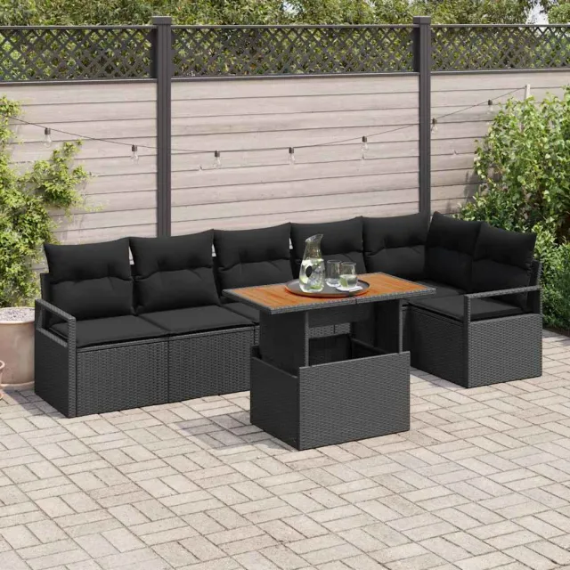 vidaXL Tuin Sofa Set 7 st Zwart Poly riet, foto 2