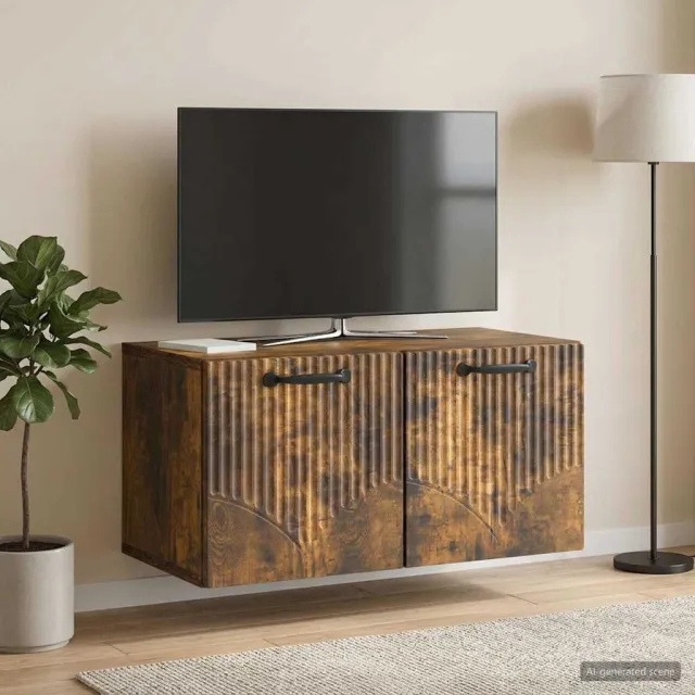 vidaXL Wandbeugel TV-kast Gerookt eiken 59,5 x 31 x 30 cm Bewerkt hout Bruin