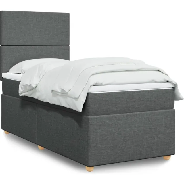 vidaXL Boxspring met matras stof donkergrijs 90x190 cm grijs