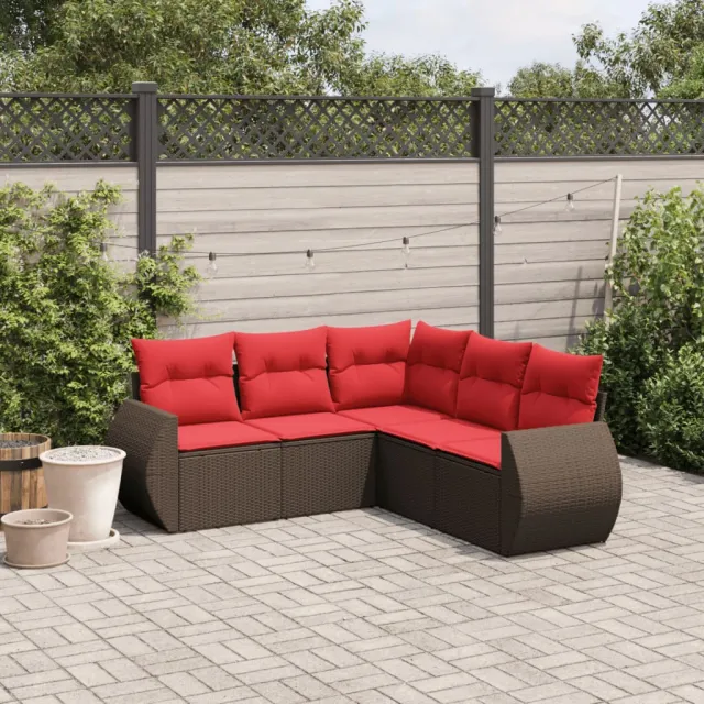 vidaXL 5-delige tuinbankset met kussens, bruin polyrotan, foto 2