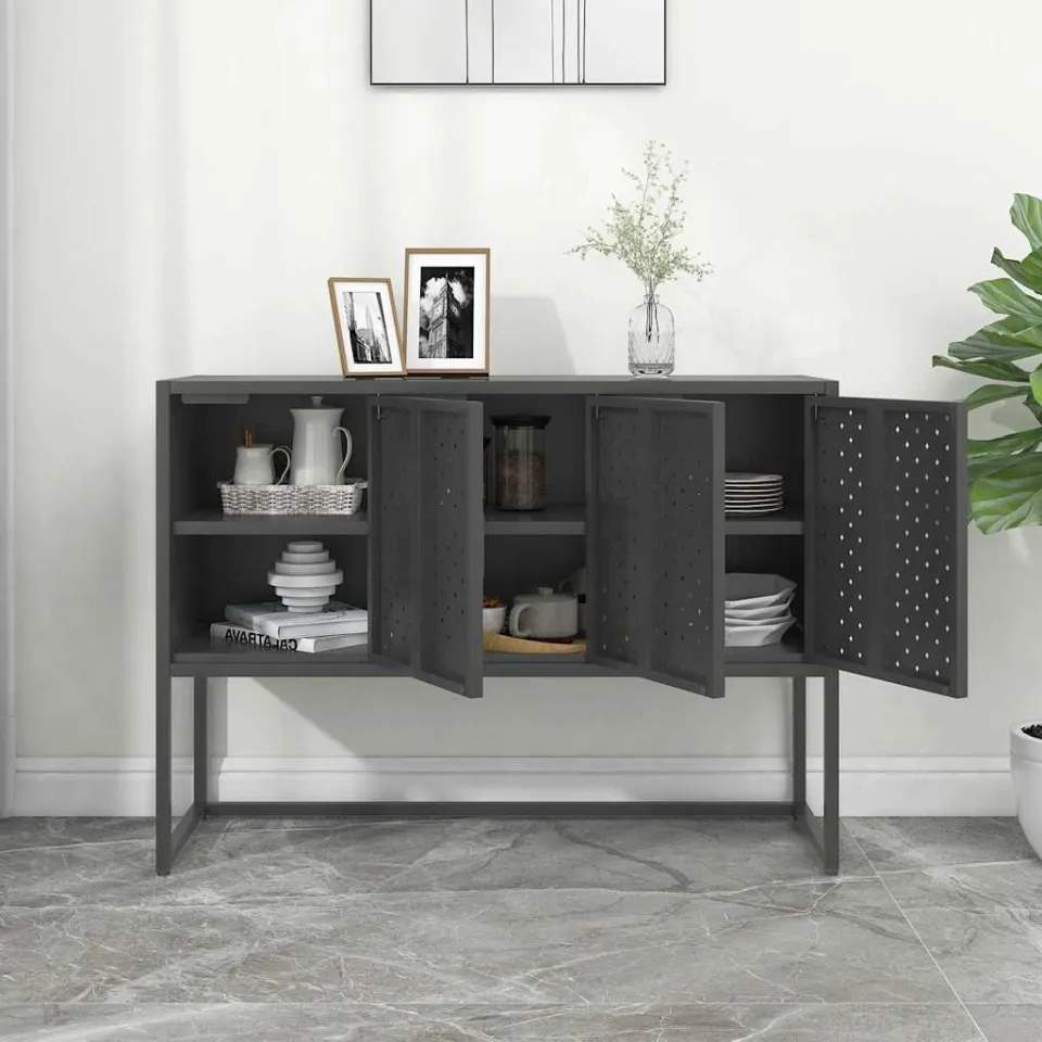 vidaXL Dressoir 105x35x75 cm staal antracietkleurig, foto 3
