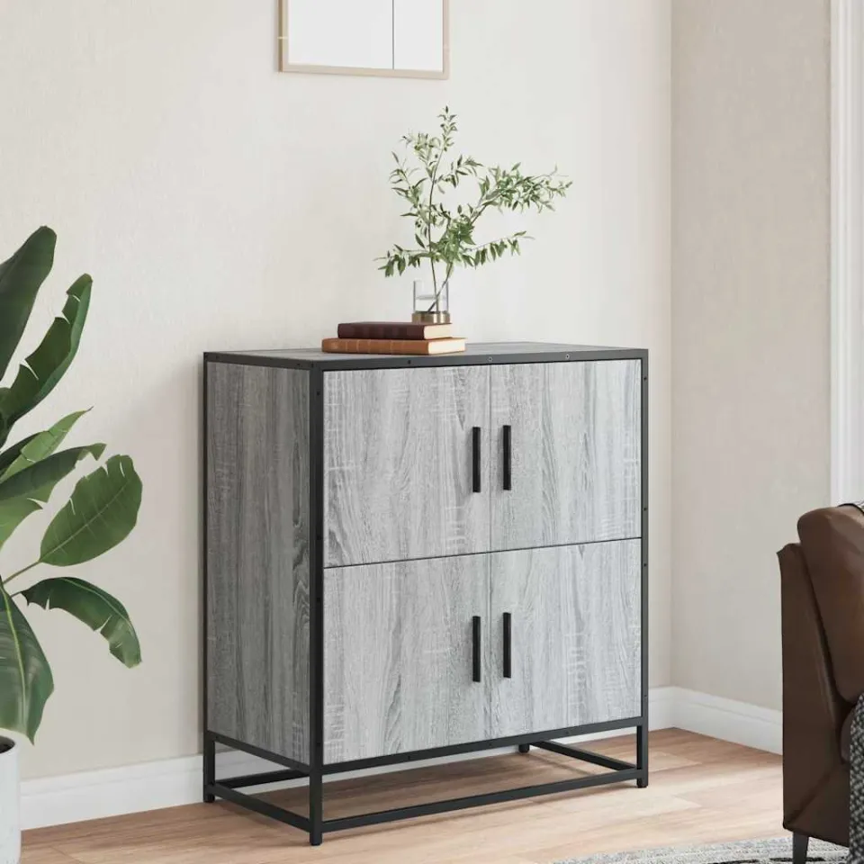 vidaXL Dressoir 68x35x76 cm bewerkt hout grijs sonoma eikenkleurig, foto 2