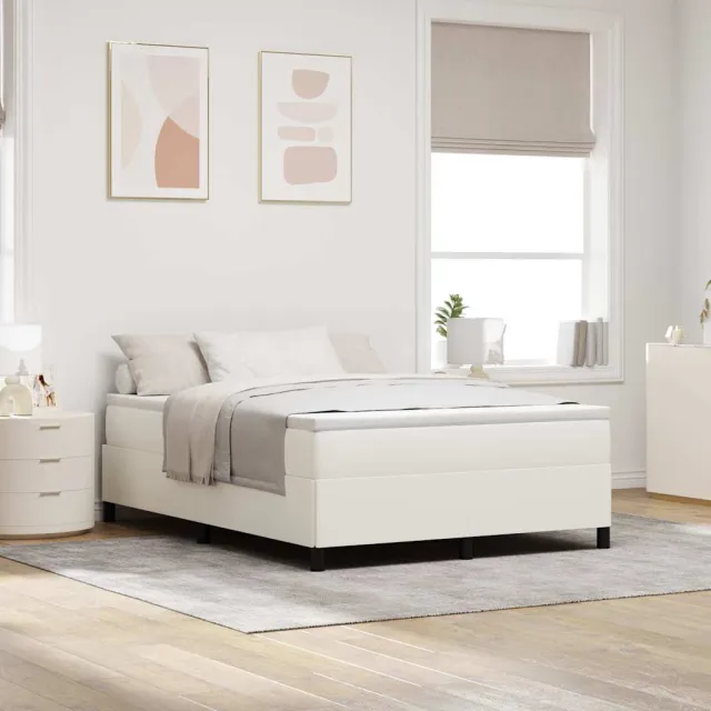 vidaXL Boxspringbed Crèmekleurig 160 x 200 cm Katoen Stof