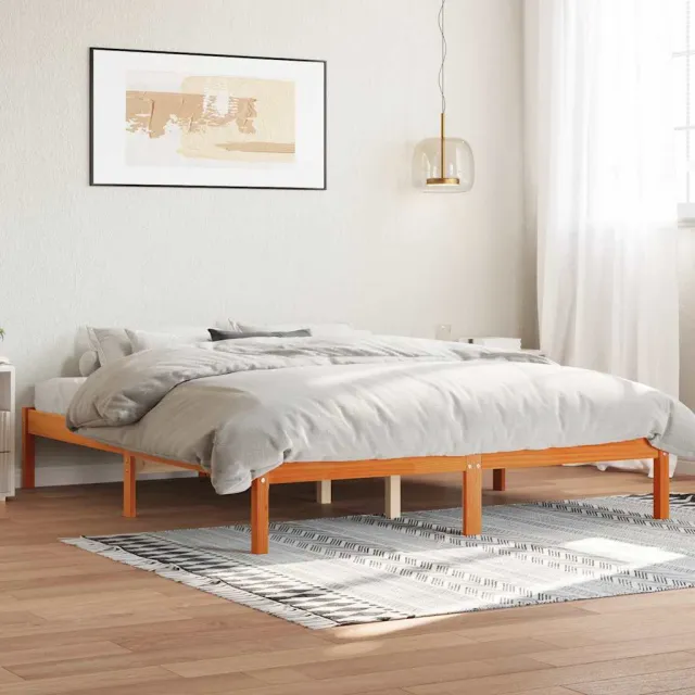 vidaXL Bedframe zonder matras massief grenenhout wasbruin 150x200 cm