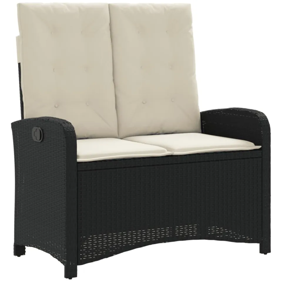 vidaXL 4-delige Tuinset met kussens poly rattan zwart