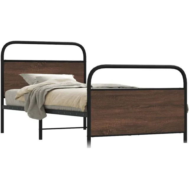 vidaXL Bedframe zonder matras bewerkt hout bruin eikenkleur 90x200 cm