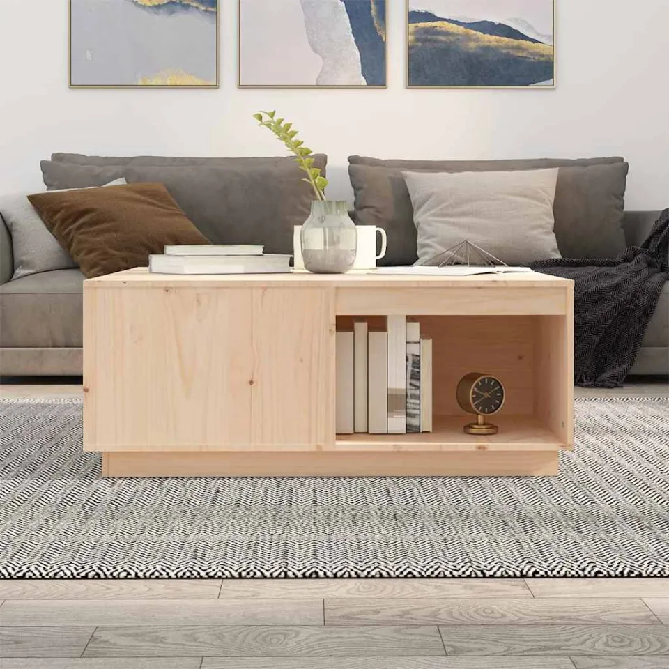 vidaXL Salontafel 100x101x40,5 cm massief grenenhout bruin, foto 3