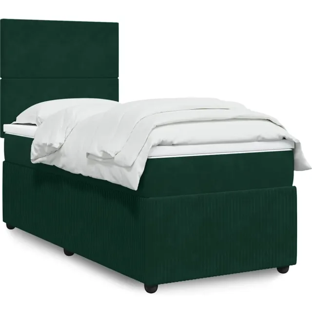 vidaXL Boxspring met matras fluweel donkergroen 100x200 cm groen