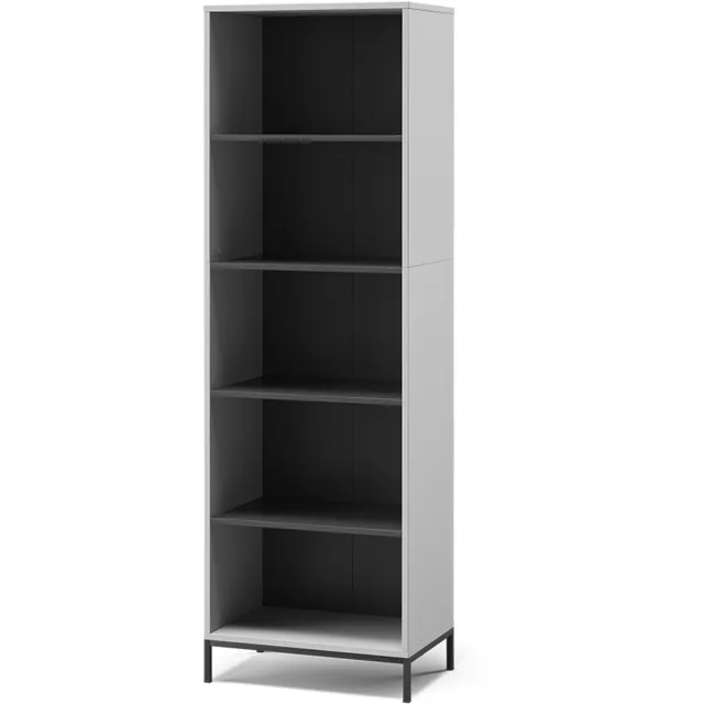 Vicco Eliza Boekenkast – 60 x 180 cm met 5 compartimenten Grijs