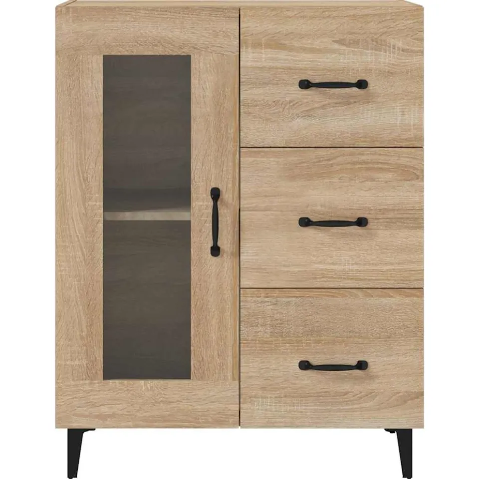 vidaXL Dressoir 69,5x34x90 cm bewerkt hout sonoma eikenkleurig, foto 4