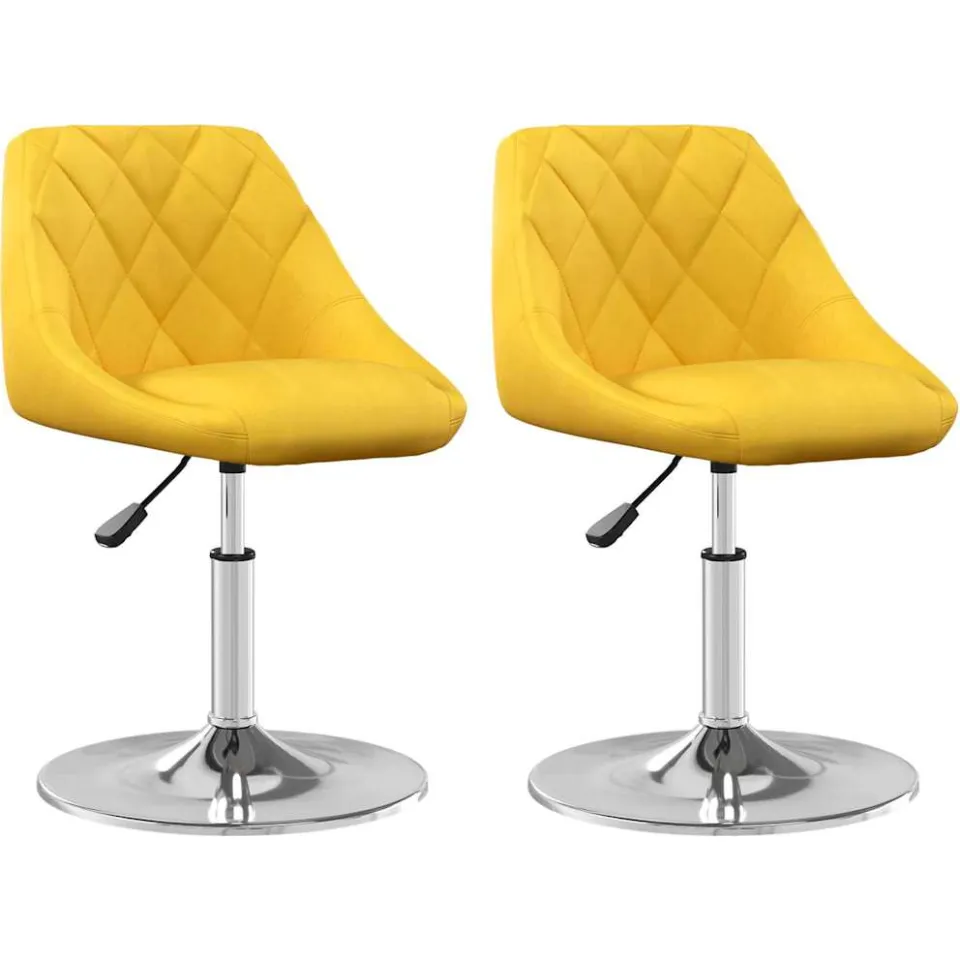 vidaXL Eetkamerstoelen draaibaar 2 st fluweel mosterdgeel, foto 3