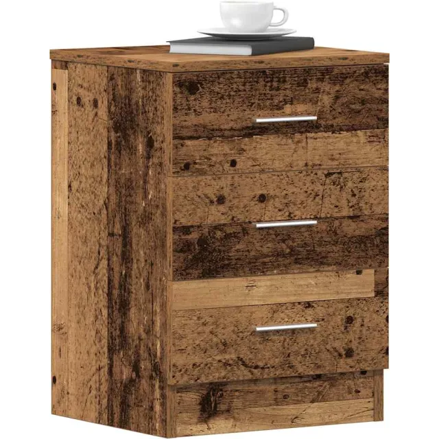 vidaXL Nachtkastjes 2 st 38x35x55 cm bewerkt hout oud houtkleurig Bruin