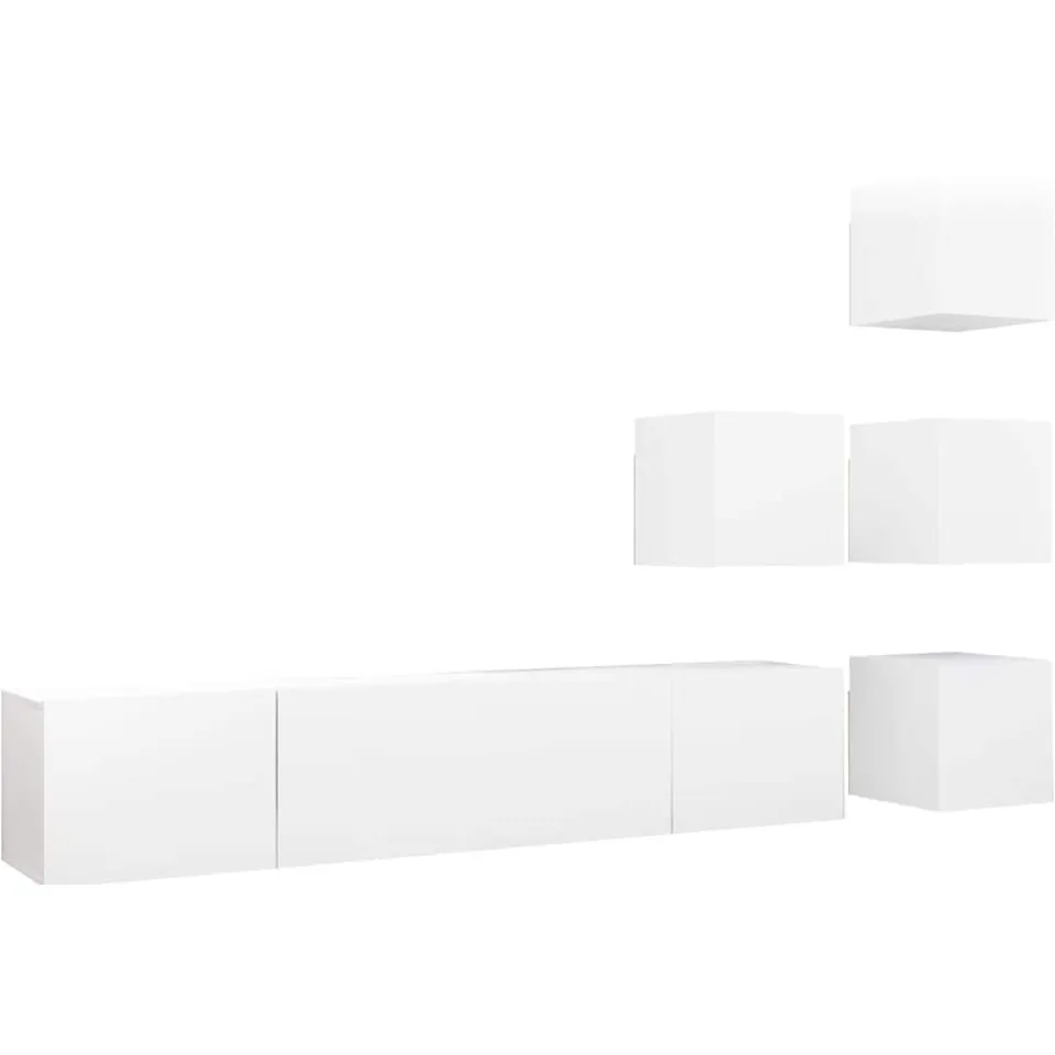 vidaXL 6-delige Tv-meubelset bewerkt hout wit
