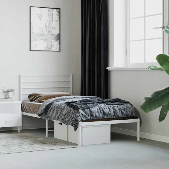 vidaXL Bedframe met hoofdbord metaal wit 80x200 cm