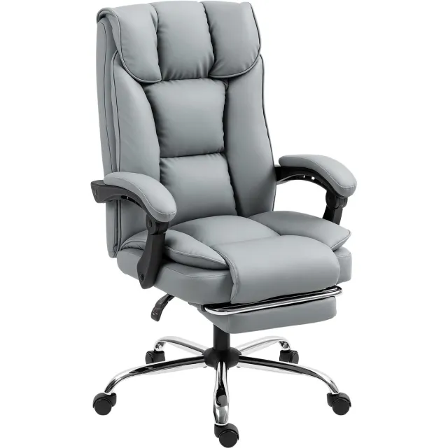 Homcom bureaustoel - synthetische bekleding - 66x72x121cm - grijs