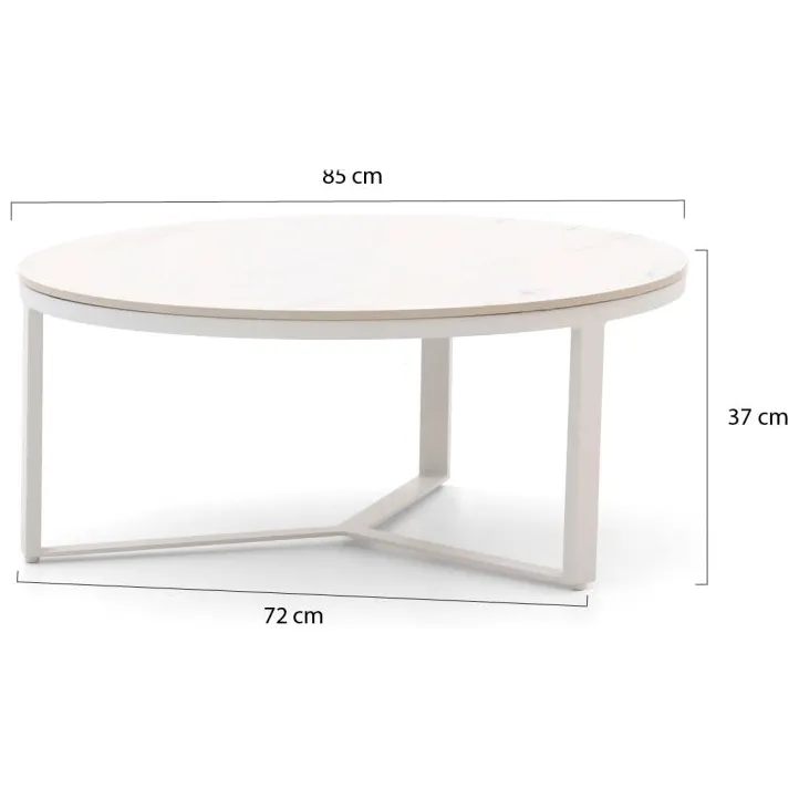 Bellagio tuinmeubelen Bellagio Ficarolo lounge tuintafelset ø85cm(h:35cm)/ø65cm (h:30cm) wit, foto 3