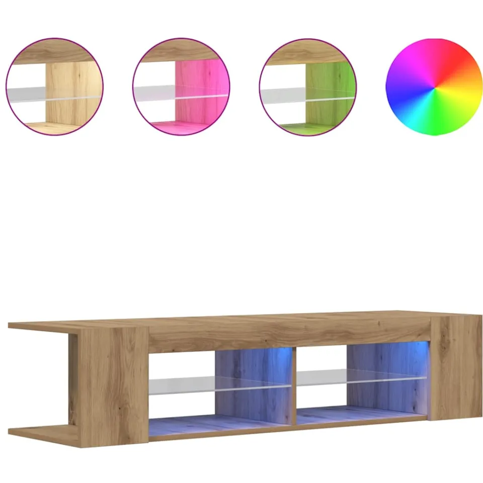 vidaXL Tv-meubel met LED 135x39x30 cm bewerkt hout artisanaal eiken, foto 3