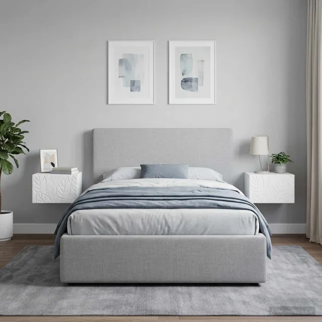 vidaXL Wandbeugel Bedkast 2 st Wit 49 x 34,5 x 20 cm Bewerkt hout