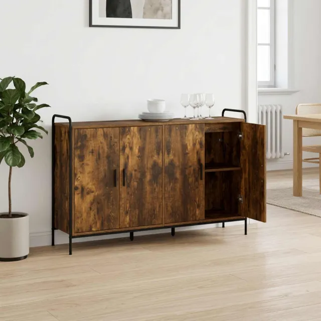 vidaXL Dressoir Gerookt eiken 97 x 33 x 81 cm Bewerkt hout Bruin