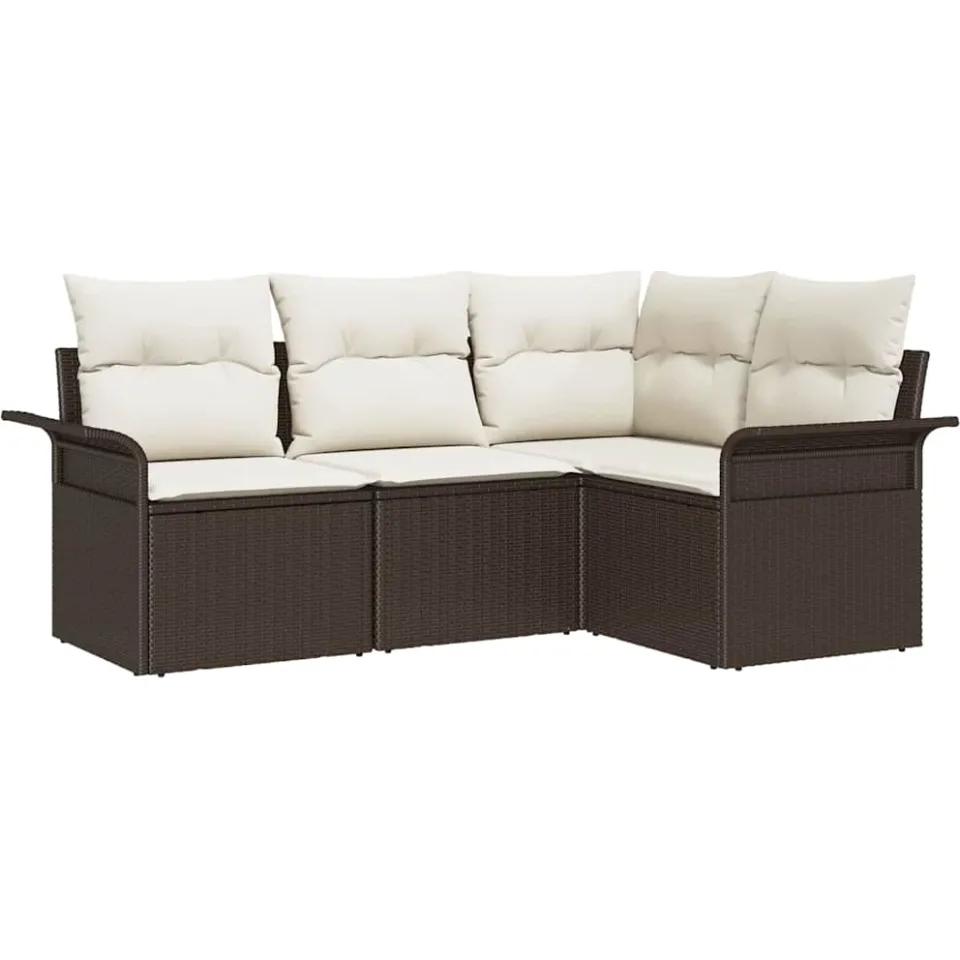 vidaXL Tuin Sofa Set 4 st Bruin poly rattan