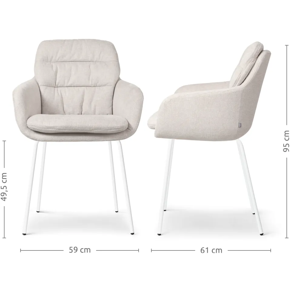Nolon Nora-Mia eetkamerstoel beige - wit onderstel, foto 3
