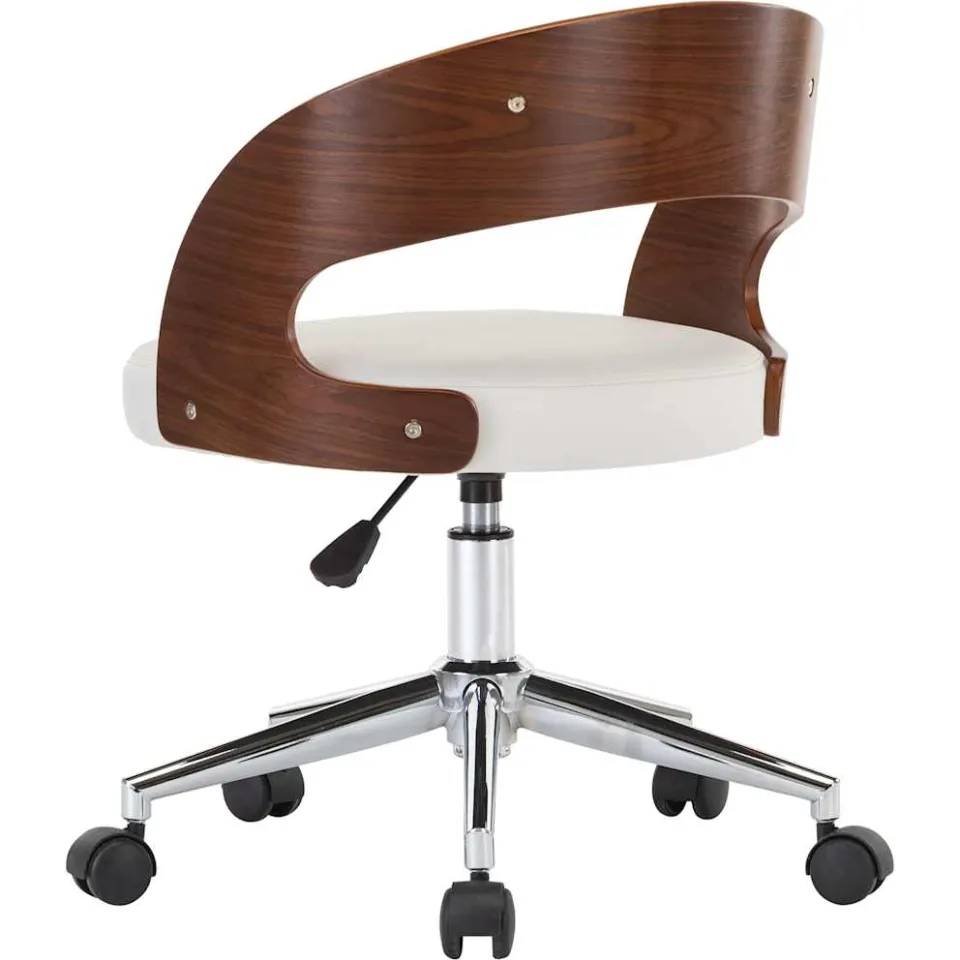 vidaXL Eetkamerstoelen draaibaar 2 st gebogen hout en kunstleer wit, foto 4