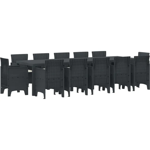 vidaXL Tuin Eetset 13 st Antraciet Polyrattan Anthraciet