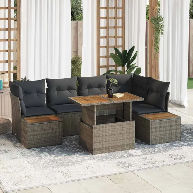 vidaXL Tuin Sofa Set 10 st Grijs Poly riet, foto 2