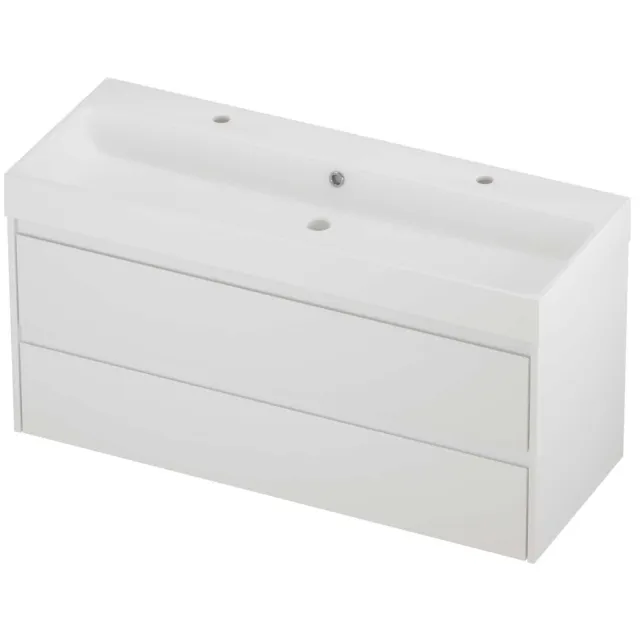 Proline Podium Badmeubelset Polystone Loft 2 Kraangaten 120x46x62 cm Mat White Mat Wit