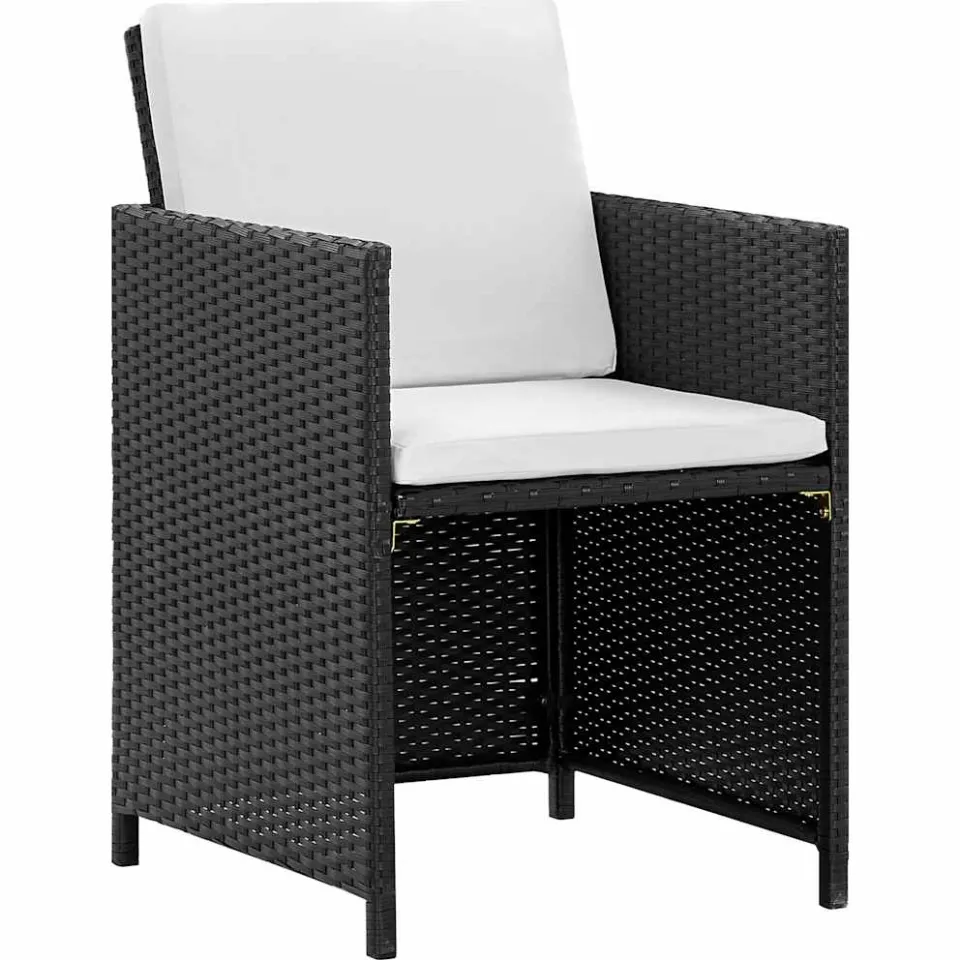 vidaXL 5-delige Tuinset met kussens poly rattan zwart, foto 3