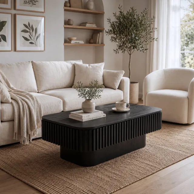 MODENUIT Salontafel - Verwijderbaar Blad Met Verborgen Opbergruimte - Woonkamer En Slaapkamer - Hout En MDF - Zwart - 98x60x35 Cm