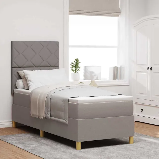 vidaXL LED Box Spring Bed met hoofdeinde Taupe 80 x 200 cm Stof