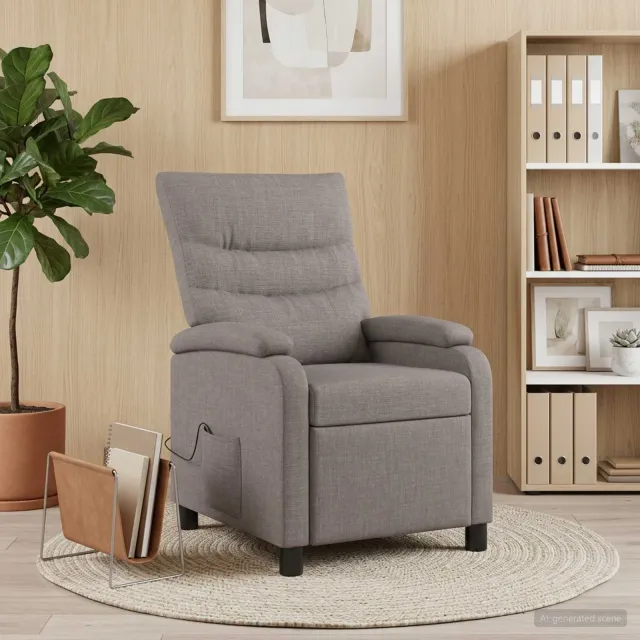 vidaXL Massage Recliner Taupe Stof