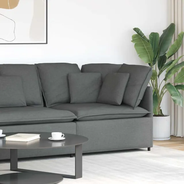 vidaXL Modulaire hoekbank met kussens 100 cm donkergrijs grijs, foto 2